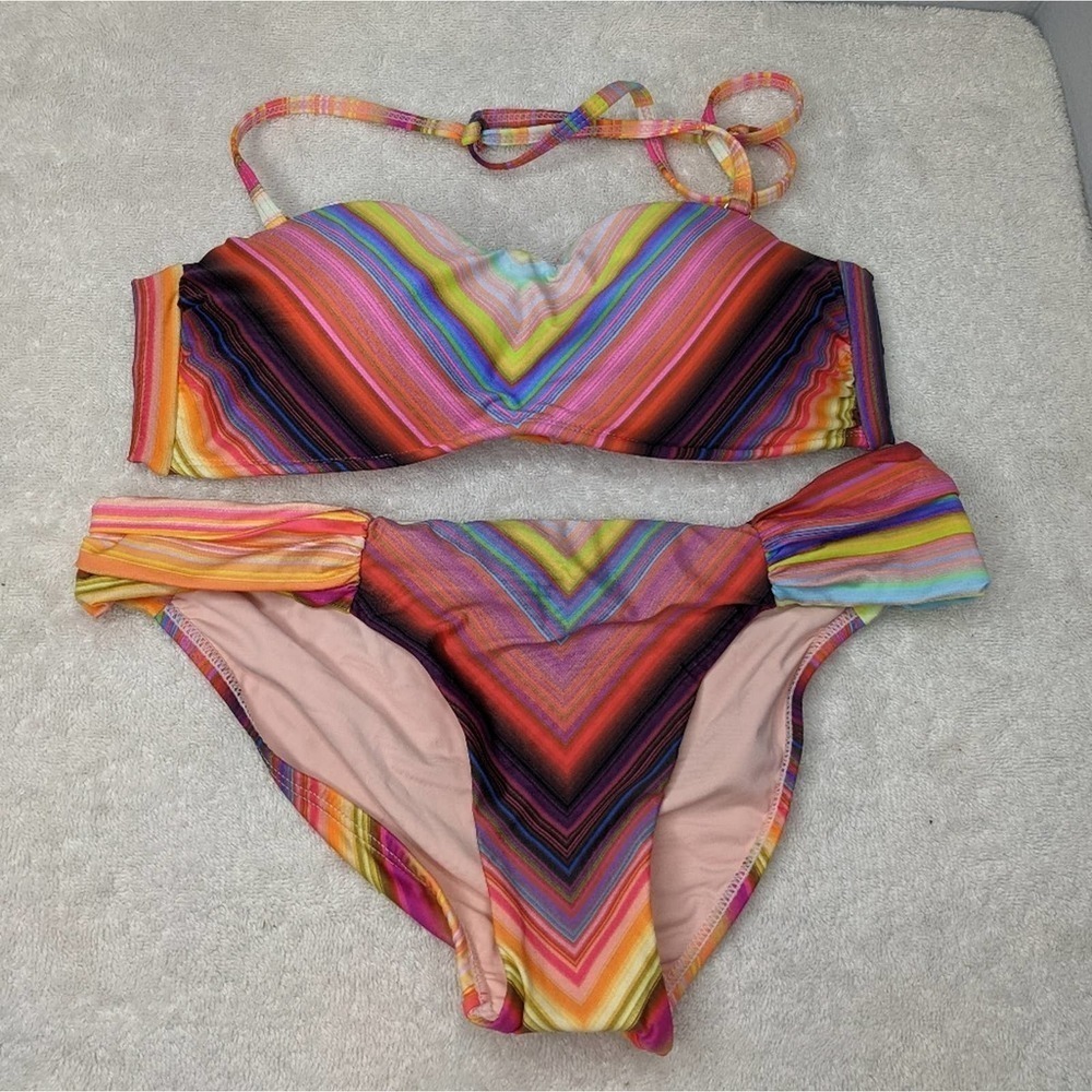 PILYQ COLORFUL SUNSET BIKINI SWIMSUIT SZ S - Picture 2 of 12